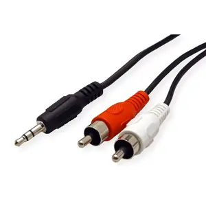 Audio cable ROLINE 3.5 mm to 2×RCA male, 5 m, black