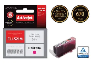 Ink cartridge ActiveJet ACC-521MN replacement for Canon CLI-521M, dye-based magenta, 10 ml, single pack