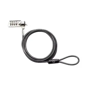Combination cable lock HP — galvanized steel, 1.83 m cable, 4.4 mm diameter, black