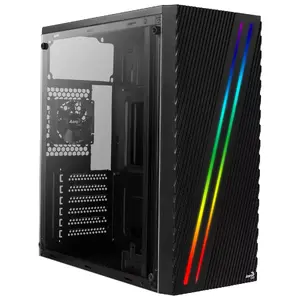 Datora korpuss AER Streak Midi Tower melns — microATX/ATX atbalsts, 3× 3.5", 4× 2.5", GPU līdz 33.5 cm, CPU dzesētājs līdz 15.1 cm, RGB priekšā, 240 mm radiatoram