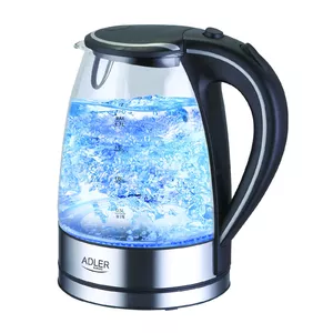 Electric kettle Adler AD 1225 — 1.7 L, 2000 W, black/stainless steel with transparent water level