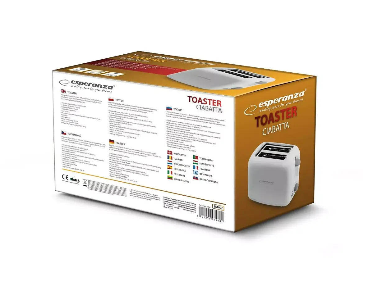 Toasteris ESPERANZA EKT002 — 2 šķ., 600 W Photo 5