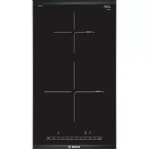 Induction hob Bosch PIB375FB1E, 2-zone built-in, 3700 W max, touch control, glass-ceramic, 306×527×51 mm