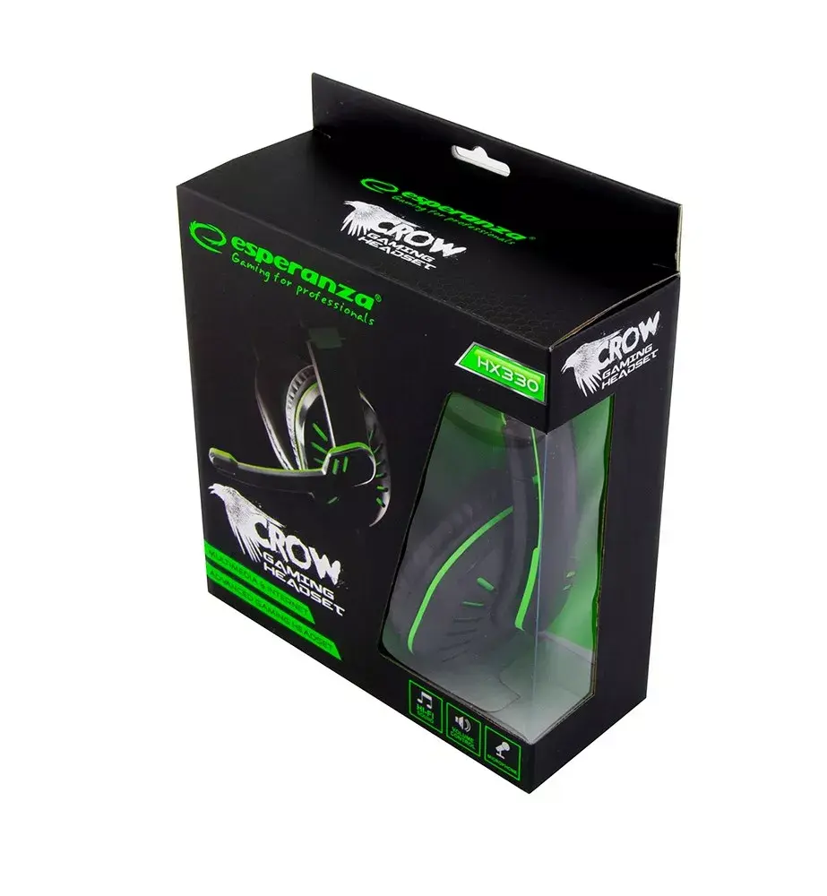Наушники Esperanza GAMING HEADSET CROW GREEN EGH330G Photo 1