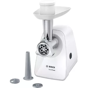 Meat grinder Bosch MFW2510W — 350 W, throughput 1.7 kg/min, white, sausage horn, non-slip feet