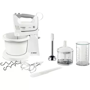Кухонный миксер Bosch MFQ36490 — 450 Вт, чаша 0,5 л, 5 скоростей, турбо, съемная подставка, белый