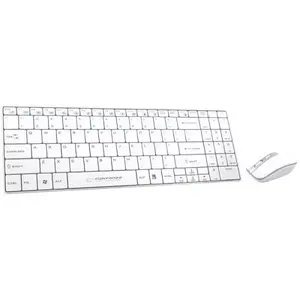 Wireless keyboard and mouse set ESPERANZA EK122W — 2.4 GHz RF, full-size QWERTY keyboard, white, USB nano receiver