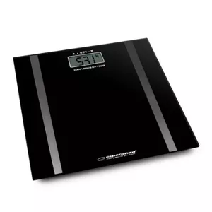 Electronic personal scale ESPERANZA EBS018K — tempered glass, 180 kg max, LCD, memory, 300×300×20 mm, AAA batteries