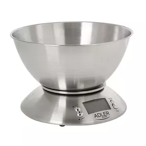 Electronic kitchen scale Adler AD 3134 — stainless steel, 5 kg capacity, 1 g accuracy, LCD with blue backlight