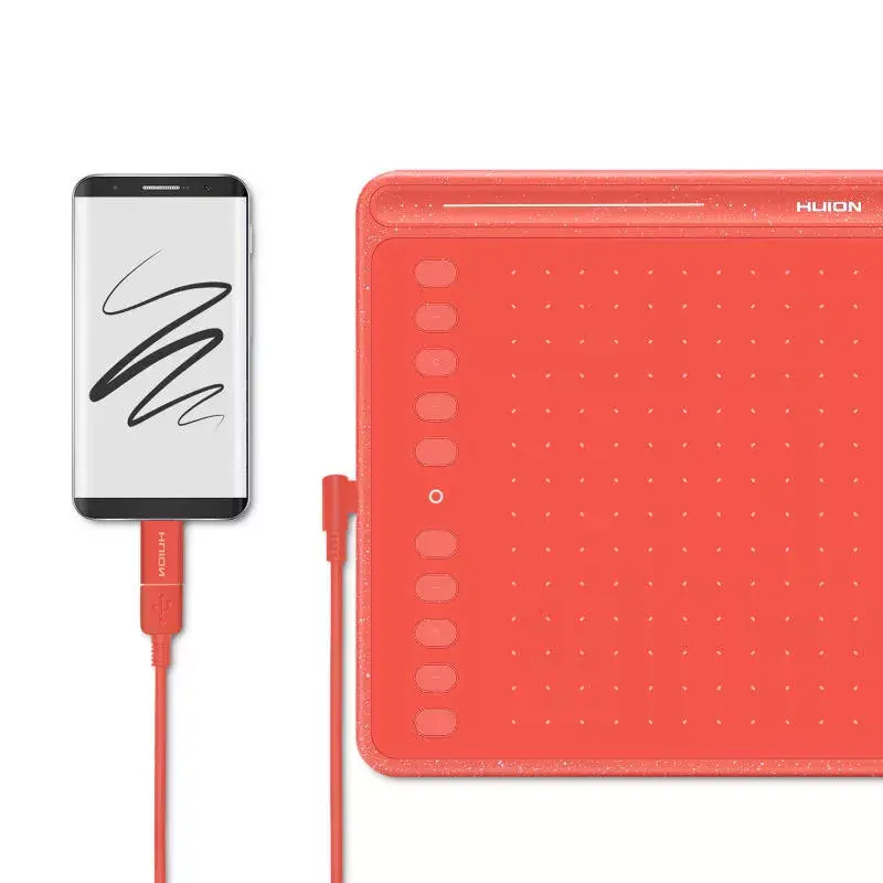 HUION HS611 Red Graphic Tablet Photo 2