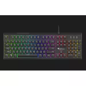 Mehāniskā spēļu tastatūra genesis THOR 210 RGB — pilna izmēra 104 taustiņi, USB, RGB apgaismojums, 1.6 m kabelis, melna