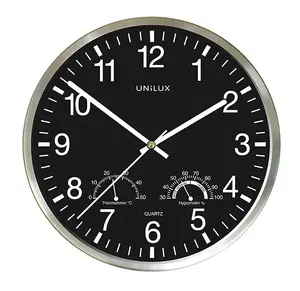 Kvarca sienas pulkstenis Unilux WETTY — apaļš, diametrs 30 cm, AA baterija 1,5 V, 580 g