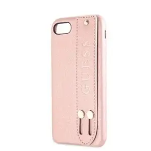 Чехол GUESS для iPhone 7/8/SE 2020 — Saffiano с ремешком, розовый