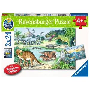 Пазл Ravensburger 05128 — 24 детали, Динозавры, 260×180 мм, возраст 4+