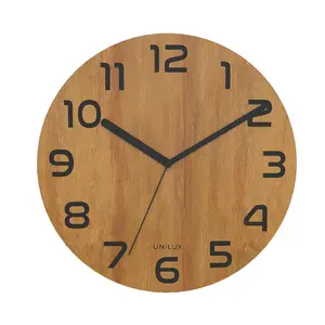 Quartz wall clock Unilux Palma Round — bamboo frame, battery AA 1.5V, 30 cm diameter