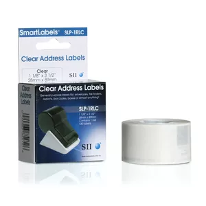 Self-adhesive printer labels SEIKO SLP-2RLC — translucent white, 8.9 × 2.8 cm, 260 labels