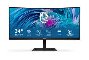 Philips E Line 346E2CUAE/00 Curved Computer Monitor 34 Inch VA LCD Wide Quad HD+ 3440 x 1440 Pixels 4 ms Black