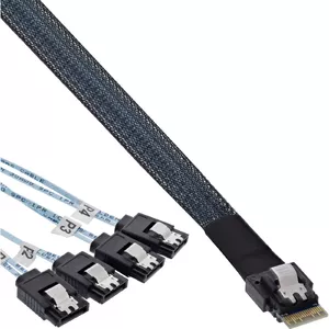 InLine Slim SAS cable SFF-8654 to 4x SATA 7-pin 12Gb/s 1m