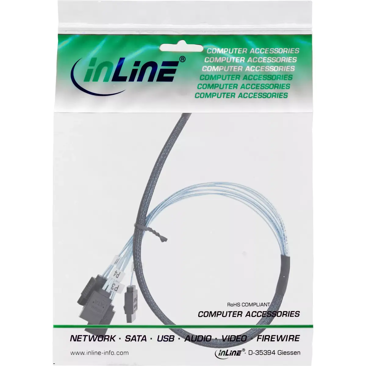 InLine Slim SAS kabelis SFF-8654 uz 4x SATA 7-pin Photo 2