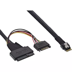 InLine Slim SAS cable SFF-8654 to U.2 SFF-8639 + SATA power 0.5m