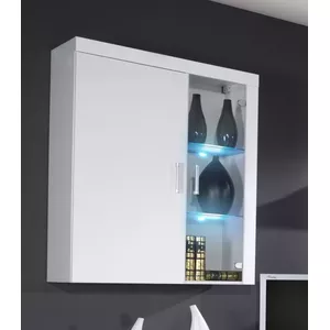 Настенный витринный шкаф Cama Meble SAMBA, белый/белый глянец, 900×350×1110 мм