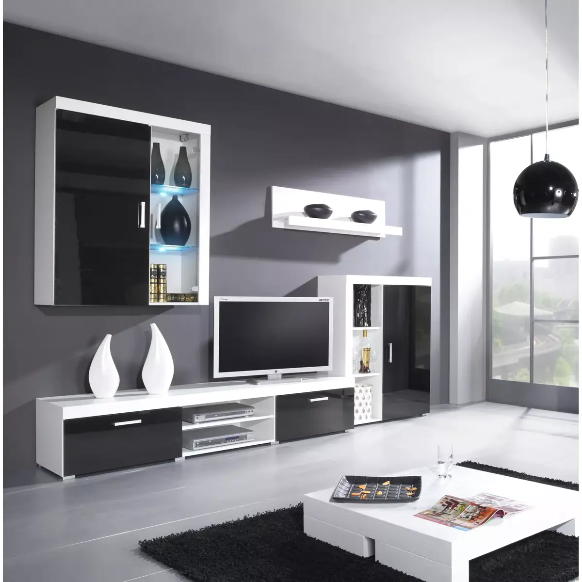 Vitrīnas skapītis Cama Meble SAMBA pie sienas 900×350×1110 Photo 2