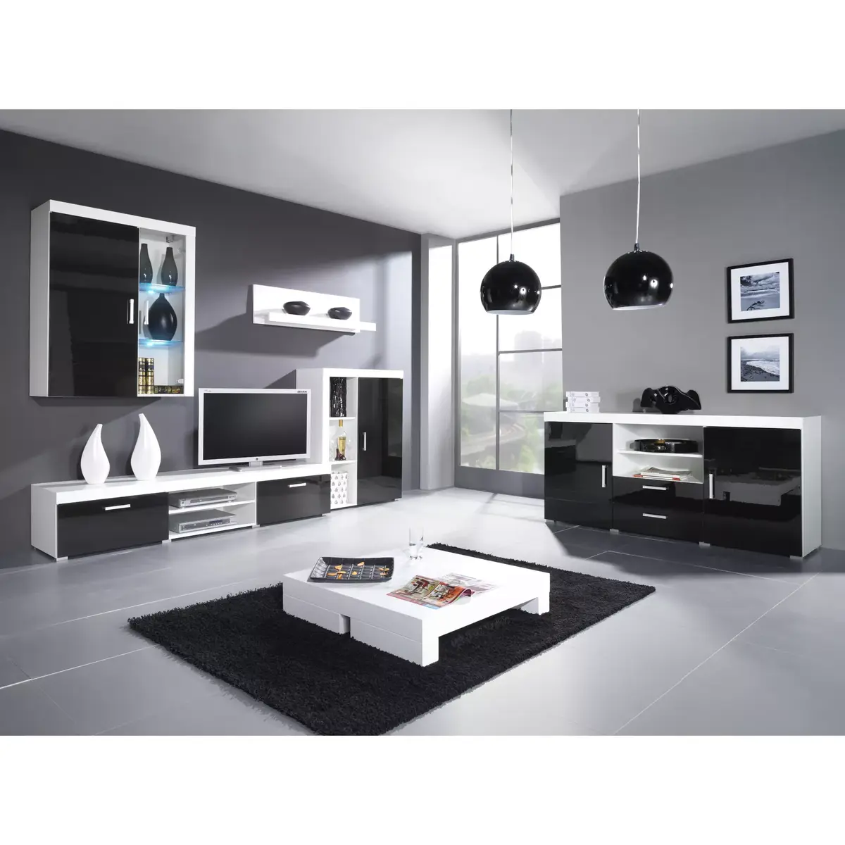 Vitrīnas skapītis Cama Meble SAMBA pie sienas 900×350×1110 Photo 3