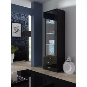 Витрина cama meble SOHO S1 напольная у стены, 600×410×1920 мм, чёрный/чёрный глянец
