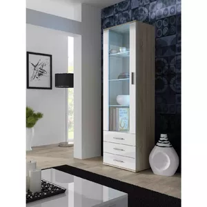 Шкаф-витрина cama meble SOHO S1, sonoma oak/белый глянец, 600×410×1920 мм