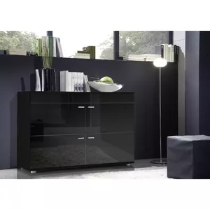 Sideboard cama meble LOGO II NIGHT 120×42×78 cm, 4 doors, black top, particle board