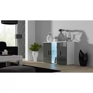 Sideboard cama meble SOHO S7, 120 cm, white/grey gloss, 3 doors, 4 shelves