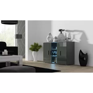 Cama Meble sideboard SOHO S7, 120 cm, grey/grey gloss, 3 doors, 4 shelves, 1200×410×800 mm