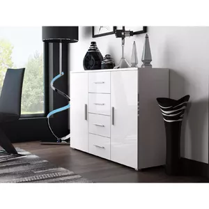 Sideboard cama meble UNI WHITE white/white gloss, 2 doors, 2 shelves, W1320×D380×H920 mm