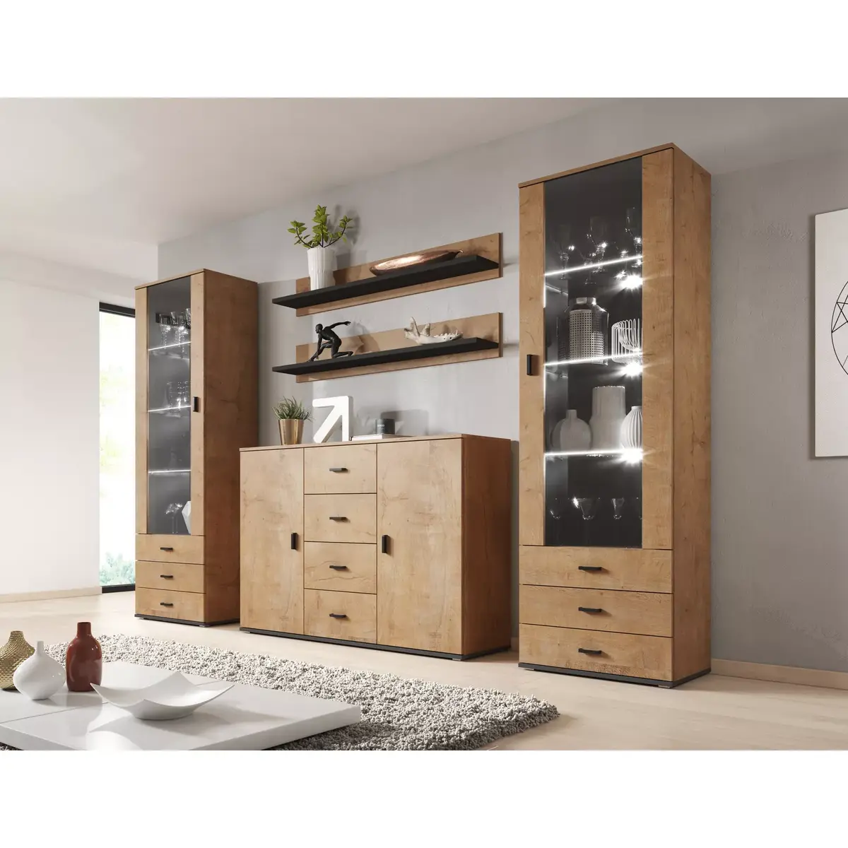 Комод Cama Meble UNI Lefkas Oak/Black Photo 3