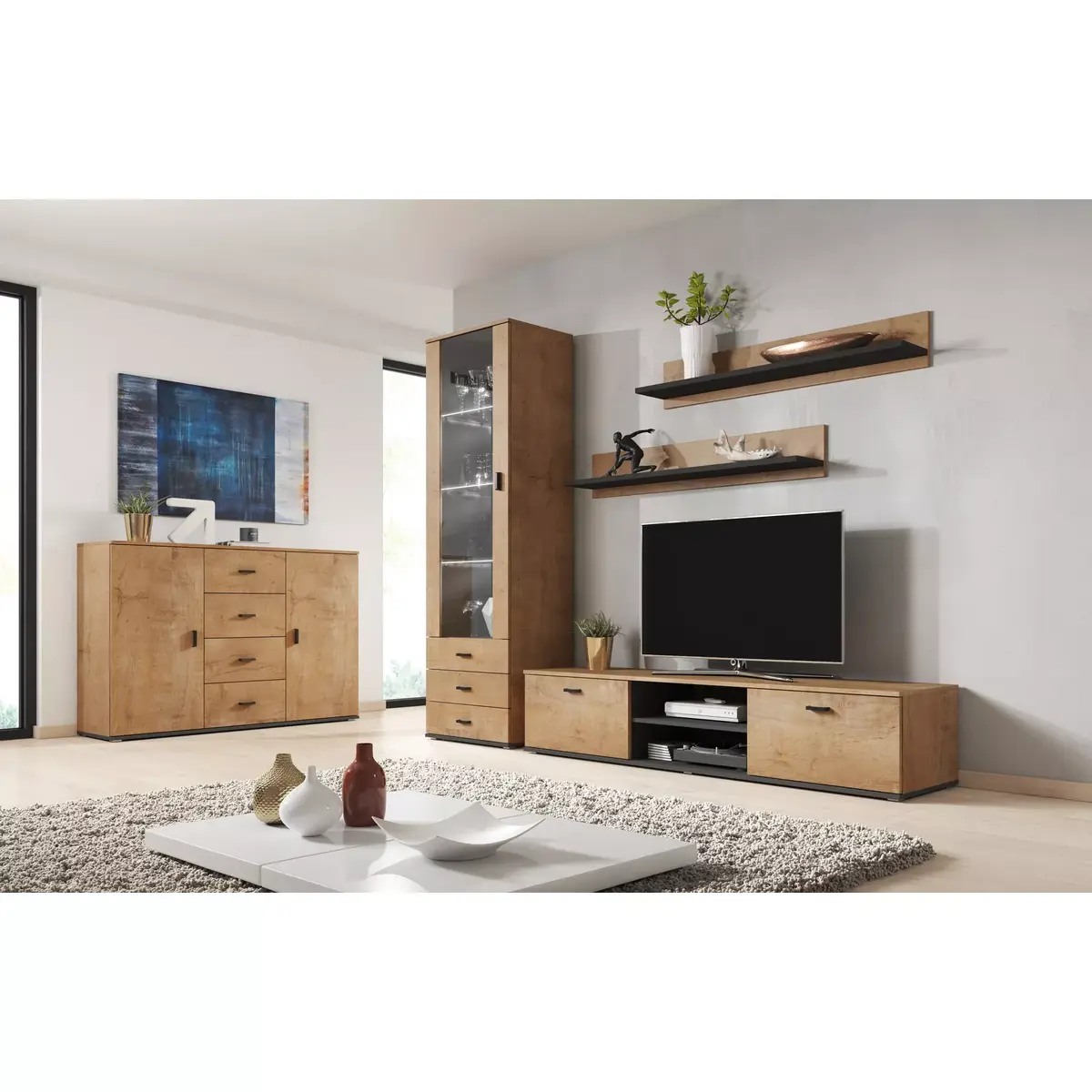 Комод Cama Meble UNI Lefkas Oak/Black Photo 4