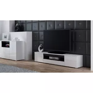 Тумба под TV cama meble VIVA 180 — 1800×400×370 мм, белый/белый глянец стол, ДСП каркас