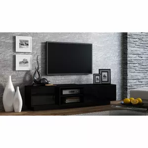 ТВ-тумба cama meble SIGMA1 180 — чёрный матовый корпус, чёрные глянцевые фасады, 180 см