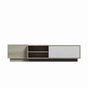 Тумба под TV cama meble SIGMA1 180 — столешница sonoma oak, фасады белый глянец, 180 см