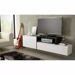 Тумба под TV cama meble SIGMA 3 180 — настенная/низкая, белый матовый и белый глянец с черными вставками