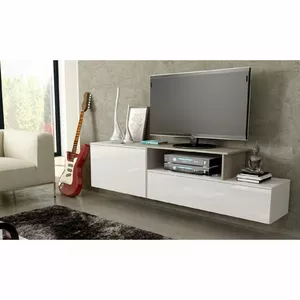 ТВ-тумба cama meble SIGMA 3 180 белая/белый глянец с декором sonoma oak, ширина 180 см