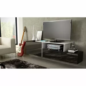 ТВ-тумба cama meble SIGMA 3 180 чёрная/чёрный глянец + белая — низкая медиа-тумба