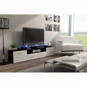 ТВ-тумба cama meble EVORA 200 — глянцевое исполнение черный/белый, модель EVORA CZ/BI