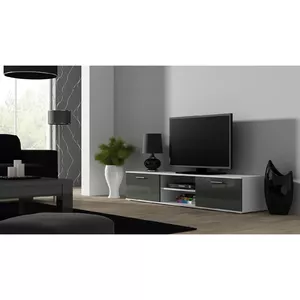 Тумба под TV Cama Meble SOHO 180 — 1800×430×370 мм, белая столешница, серый глянец