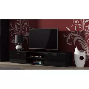 ТВ-тумба Cama Meble SOHO 180 — 1800×430×370 мм, верх чёрный (ДСП), чёрный каркас