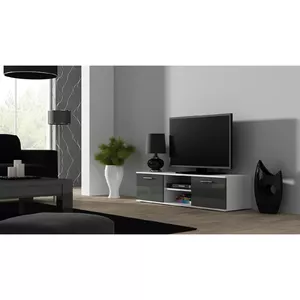 ТВ-тумба cama meble SOHO 140 — 1400×430×370 мм, столешница белая, ДСП, белый каркас, бело/серый глянец