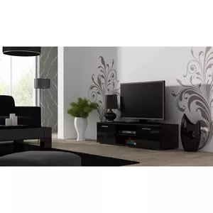 Тумба под ТВ cama meble SOHO 140 — 1400×430×370 мм, черная столешница (ДСП), черный каркас