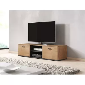 ТВ тумба Cama Meble SOHO 140, lefkas oak/черная, 1400×430×370 мм