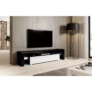 ТВ-тумба cama meble TORO 200 — 2000×350×410 мм, чёрная столешница, ЛДСП, чёрный каркас