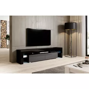 Тумба под TV cama meble TORO 200 — 2000×350×410 мм, черная столешница (ДСП), черный каркас