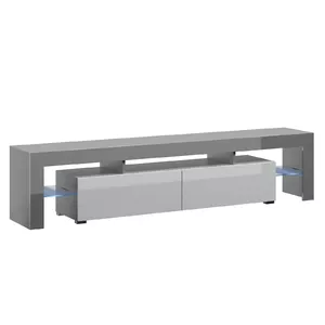 ТВ-тумба Cama Meble TORO 200 — 2000×350×410 мм, столешница серого цвета из ДСП, серо-белый глянец